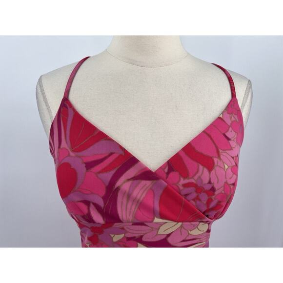 90s Y2K Vintage Express Floral Pink Spaghetti Strap Sundress Groovy Dress 5/6 - Picture 2 of 10